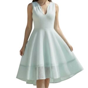 #A293  FT INC PASTEL AESTHETIC AQUA BLUE MESH OVERLAY DRESS NWOT FREE SIZE